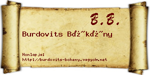 Burdovits Bökény névjegykártya